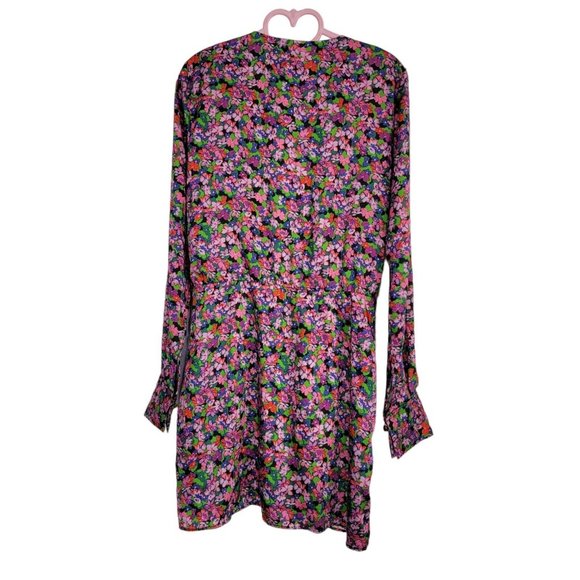 Zara Floral Print Dress Ditsy Multicolor V Neck Wrap Mini Size Small Womens - Picture 4 of 7